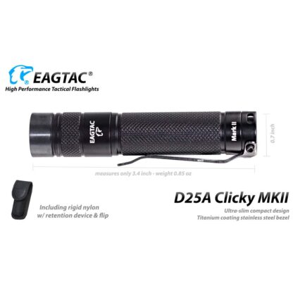 Eagtac D25A Clicky MKII Flashlight (Nichia 219C 4000K CRI92) - 275 Lumens, 69 Metres) - Image 5