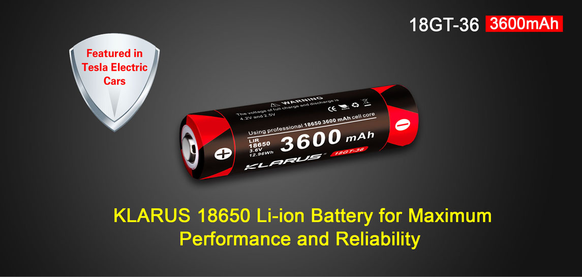 Klarus 3600mAh 18GT-36 Rechargeable Battery - 18650