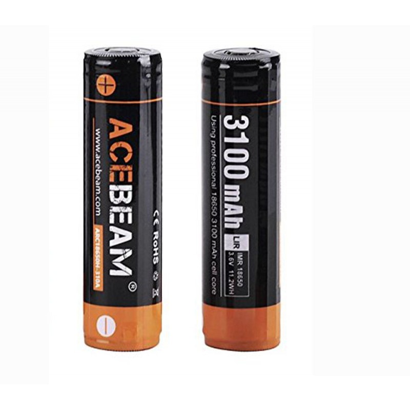 DISCOUNTED 4 x AceBeam 18650 Protected Button Top Li-ion Cell 3100mAh Rechargeable Battery