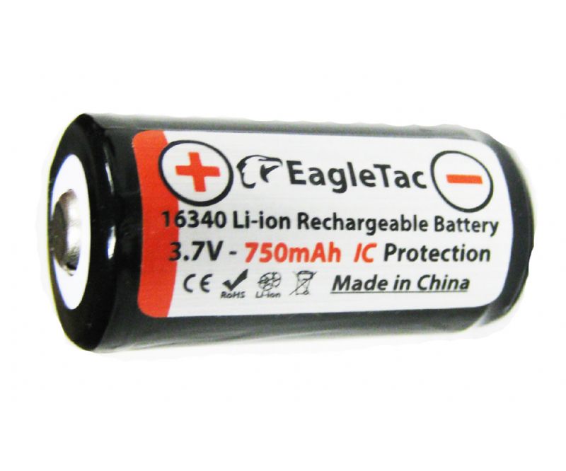 Eagtac 16340 750mAh Protected Rechargeable Battery