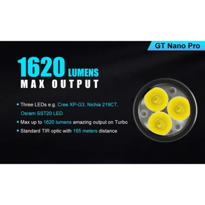 Lumintop GT Nano PRO V2.0 Ultra Compact 1620 Lumen NW Torch - 165 Metres - Image 4