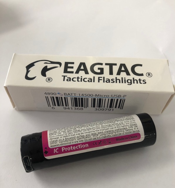 Eagtac 14500 Rechargeable USB Battery 3.7V Protected LI-ion