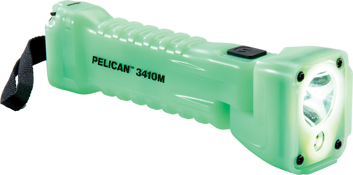 Pelican 3410M Right Angle Photoluminescent 653 Lumens Flashlight (Magnet version) - 3AA