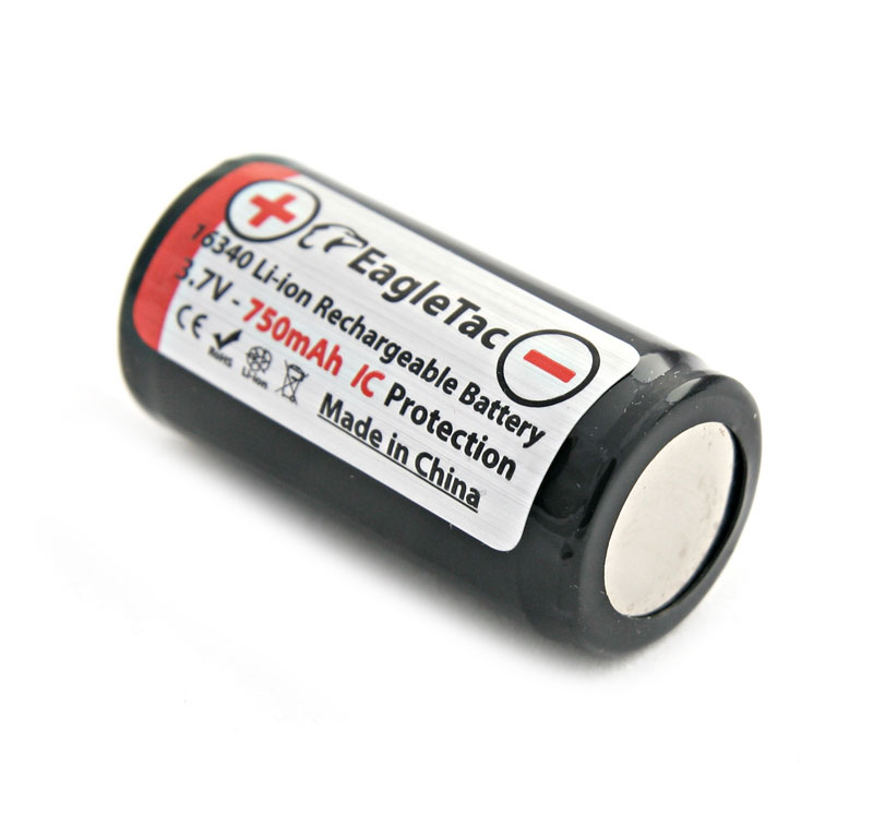 Eagtac 16340 750mAh Protected Rechargeable Battery