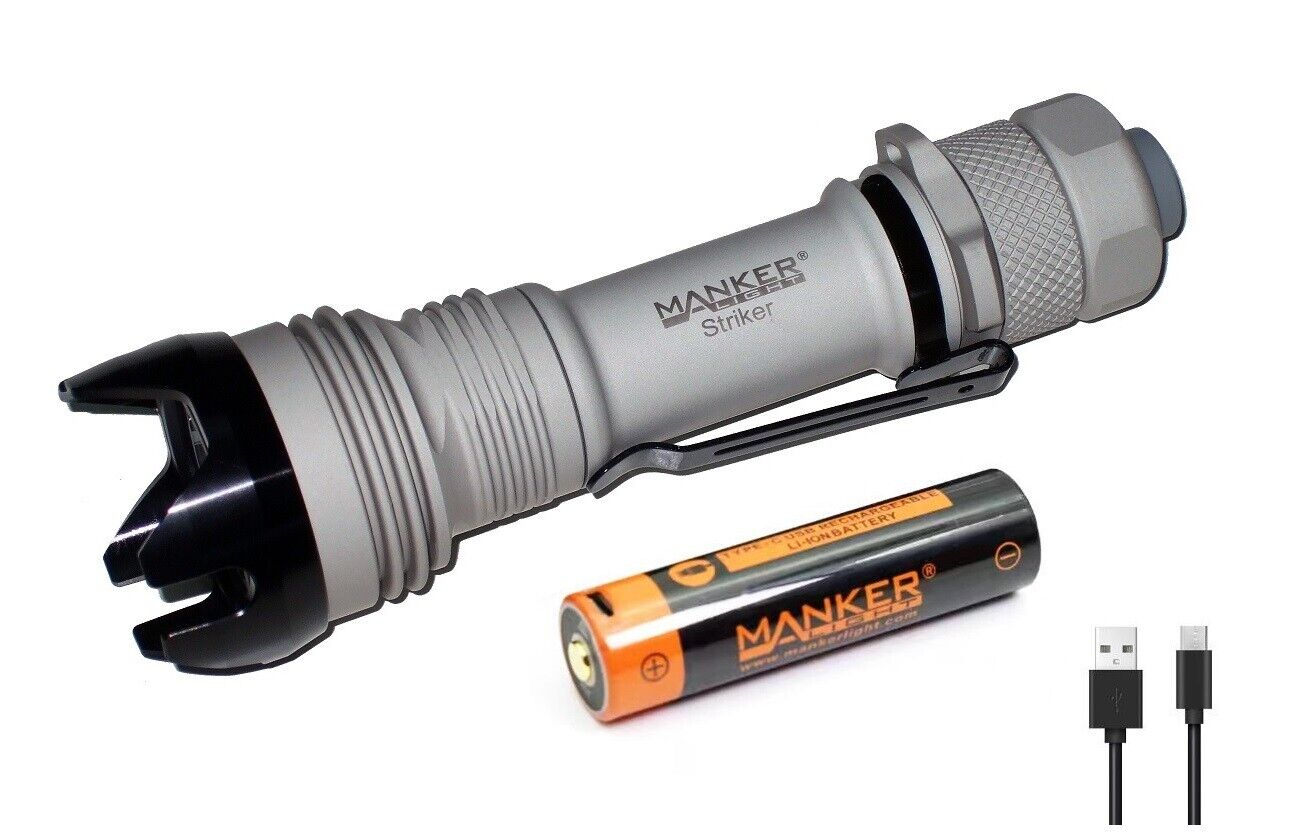 Manker Striker Compact 2300 Lumen Tactical Flashlight - 500 Metres