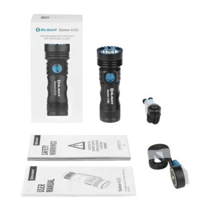 Olight Seeker 4 Mini Rechargeable Torch with 1200 Lumen Cool White Light and 365nm UV Light (Black) - Image 13