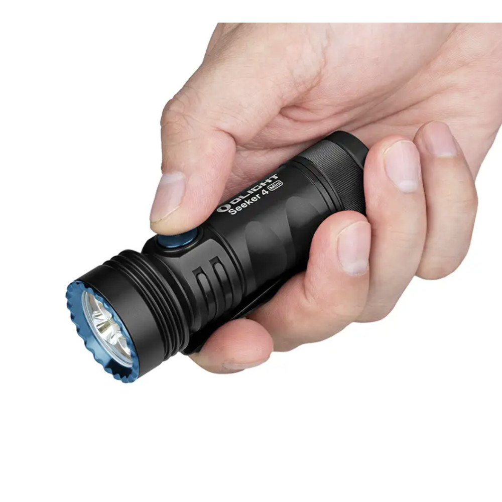 Olight Seeker 4 Mini Rechargeable Torch with 1200 Lumen Cool White Light and 365nm UV Light (Black)