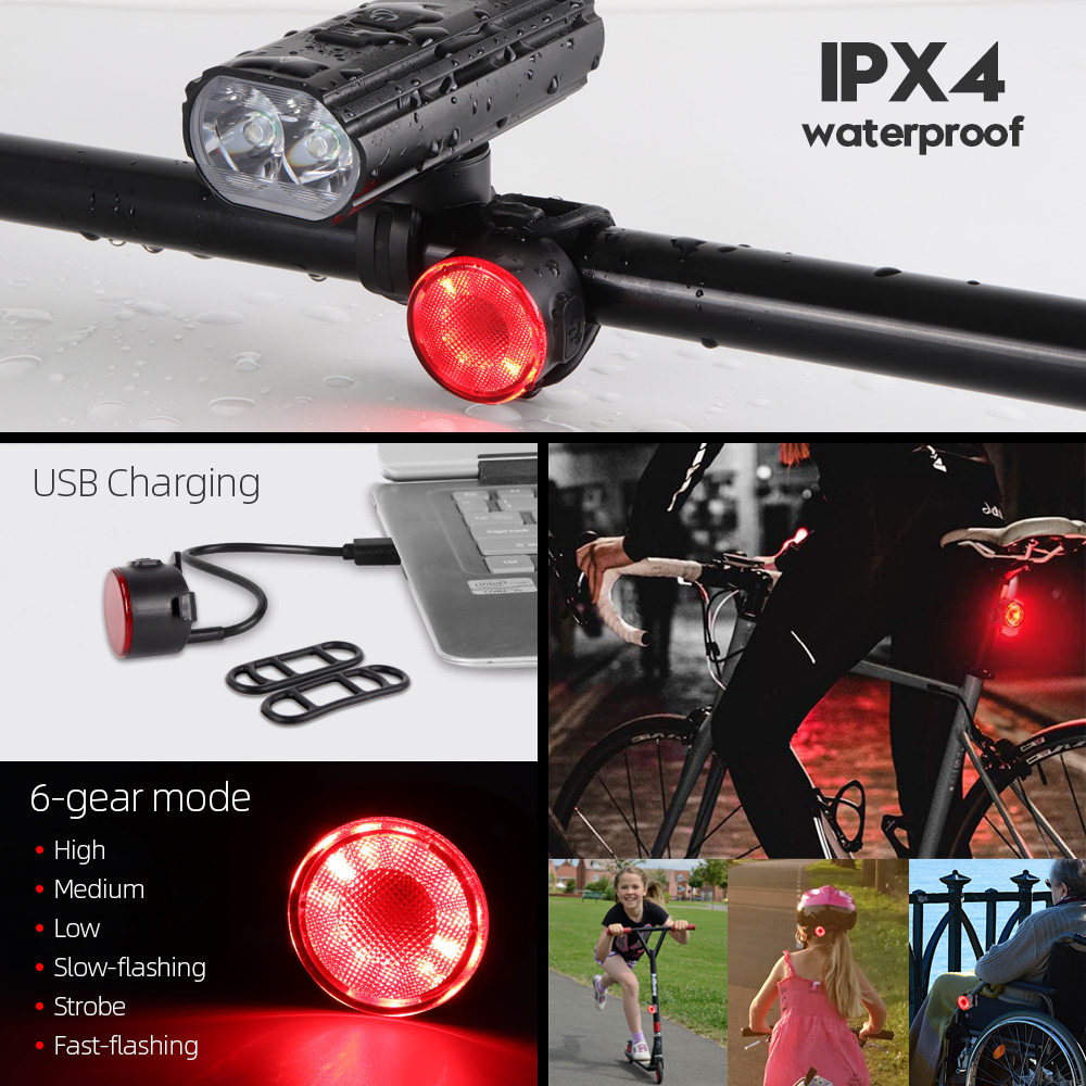 Hi-Max Rechargeable 1800 Lumen Bicycle Headlight and Bonus Tail Light