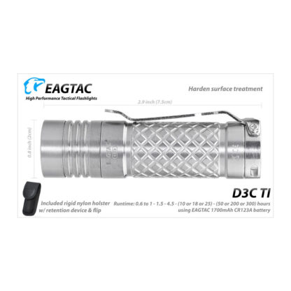 Eagtac D3C Ti 800 Lumen Titanium Pocket Torch - 128 Metres - Image 5