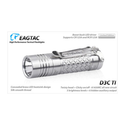 Eagtac D3C Ti 800 Lumen Titanium Pocket Torch - 128 Metres - Image 4