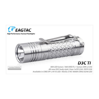 Eagtac D3C Ti 800 Lumen Titanium Pocket Torch - 128 Metres - Image 3