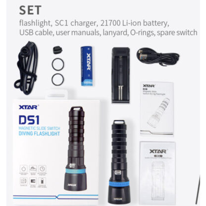 XTAR DS1 Magnetic Slide Switch Diving Torch Set - 1000 Lumens - Image 18