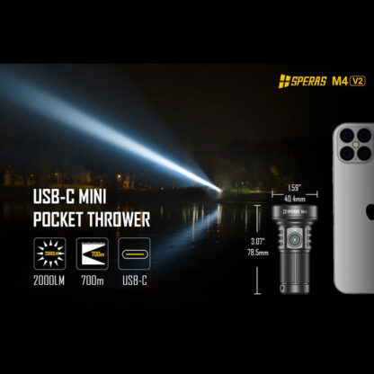 SPERAS M4 Mini Rechargeable 2000 Lumen EDC Torch - 700 Metres - Image 9