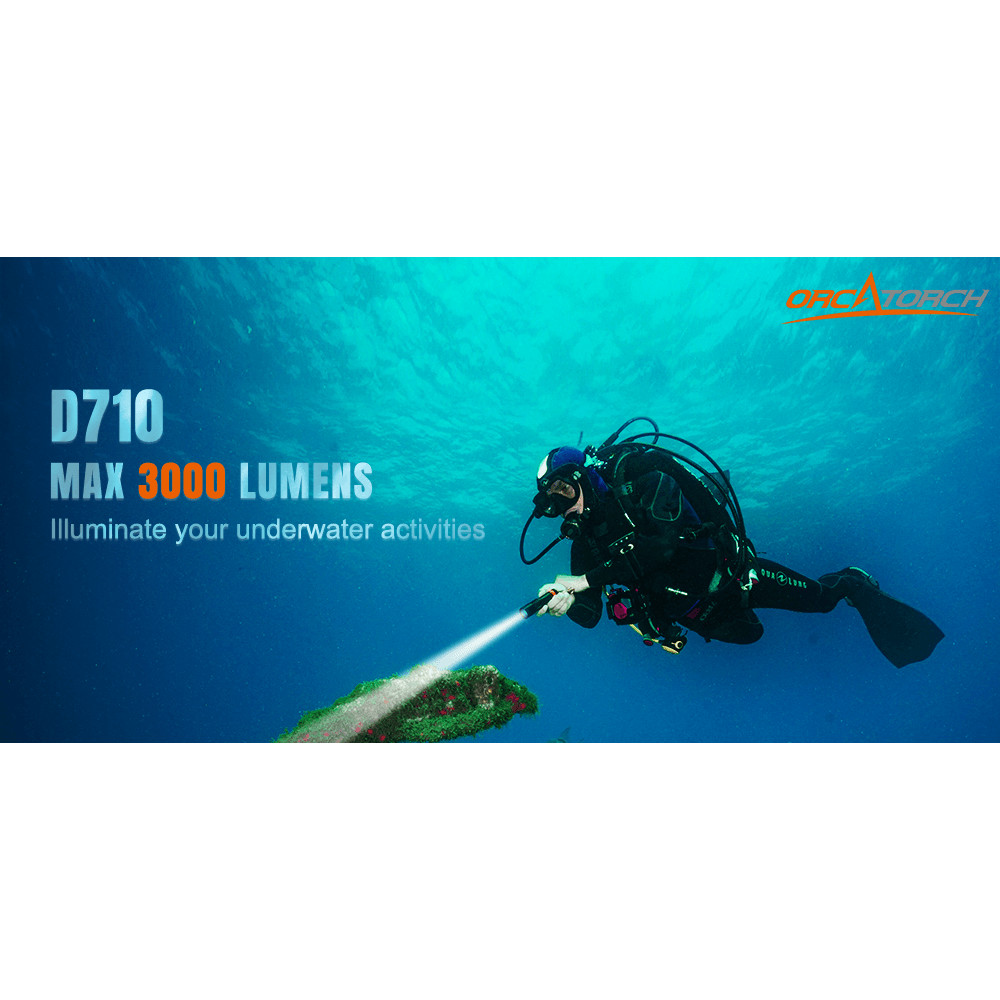 OrcaTorch D710 Dive Torch - 3000 Lumens, 308 Metres