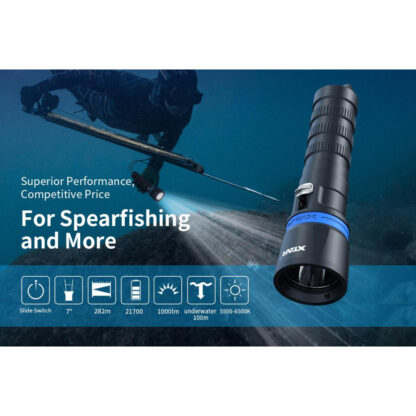 XTAR DS1 Magnetic Slide Switch Diving Torch Set - 1000 Lumens - Image 3