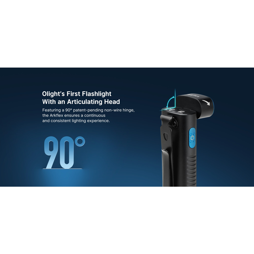 Olight Arkflex Rechargeable 1000 Lumen LED Torch With 0-90° Articulating Head - 85 Metres