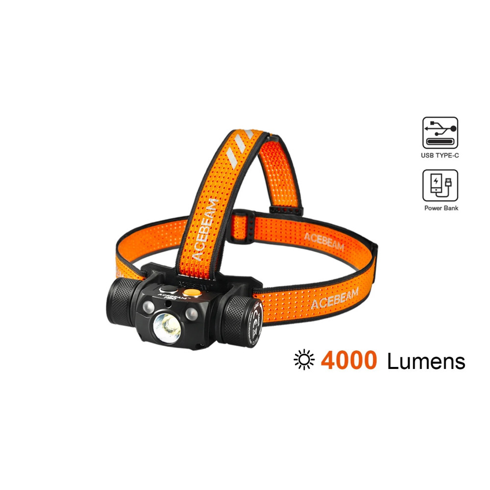 AceBeam H30 Red/Green/White Rechargeable 4000 Lumen Headlamp