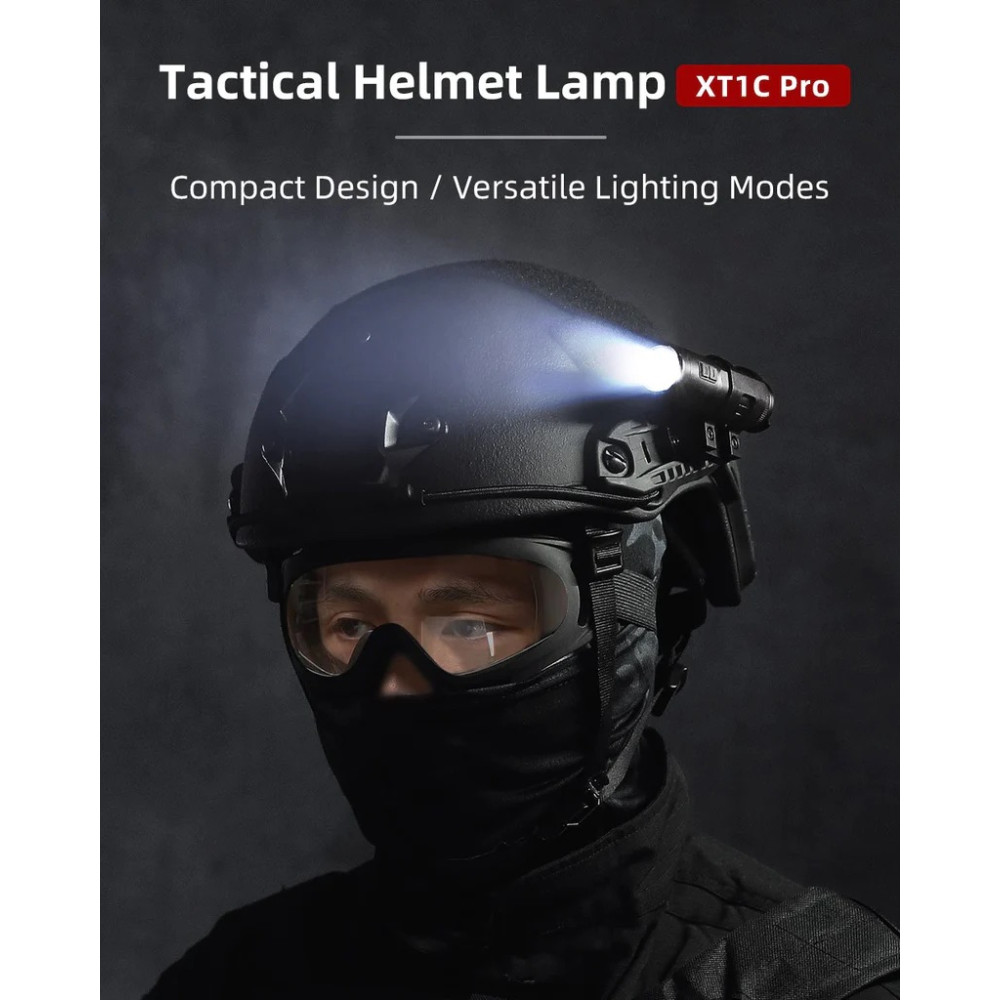 Klarus XT1C Pro 1000 Lumen Tactical Pocket Torch with Optional Helmet Mount - 200 Metres