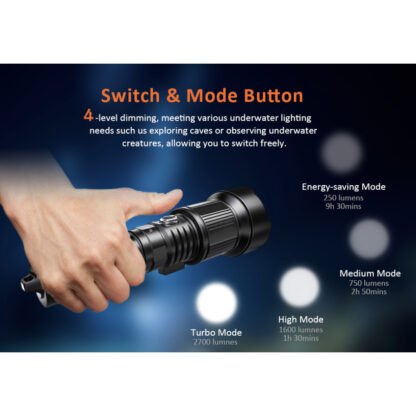 OrcaTorch ZD710 Zoomable 2700 Lumen Dive Torch - 150 Metres Diving Depth - Image 8