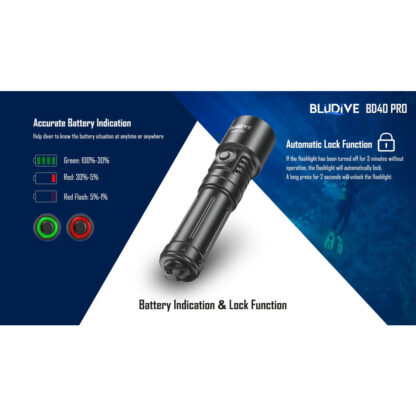 BluDive BD40 PRO Dive Torch - 3000 Lumen (150 Metres Diving Depth) - Image 6