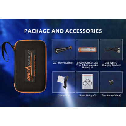 OrcaTorch ZD710 Zoomable 2700 Lumen Dive Torch - 150 Metres Diving Depth - Image 18