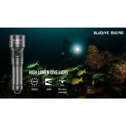 BluDive BD40 PRO Dive Torch - 3000 Lumen (150 Metres Diving Depth) - Image 2