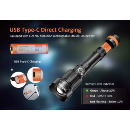 OrcaTorch ZD710 Zoomable 2700 Lumen Dive Torch - 150 Metres Diving Depth - Image 11