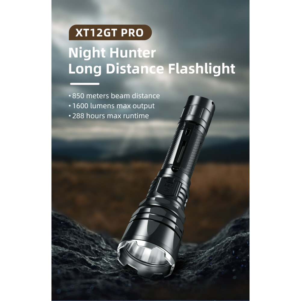 Klarus XT12GT Pro Kit - Rechargeable 1600 Lumen Hunting Torch Kit - 850 Metres