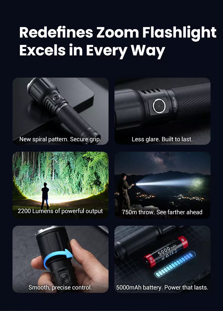 Klarus A3 V1 Rechargeable Zoomable 2200 Lumen Torch - 750 Metres - Image 18