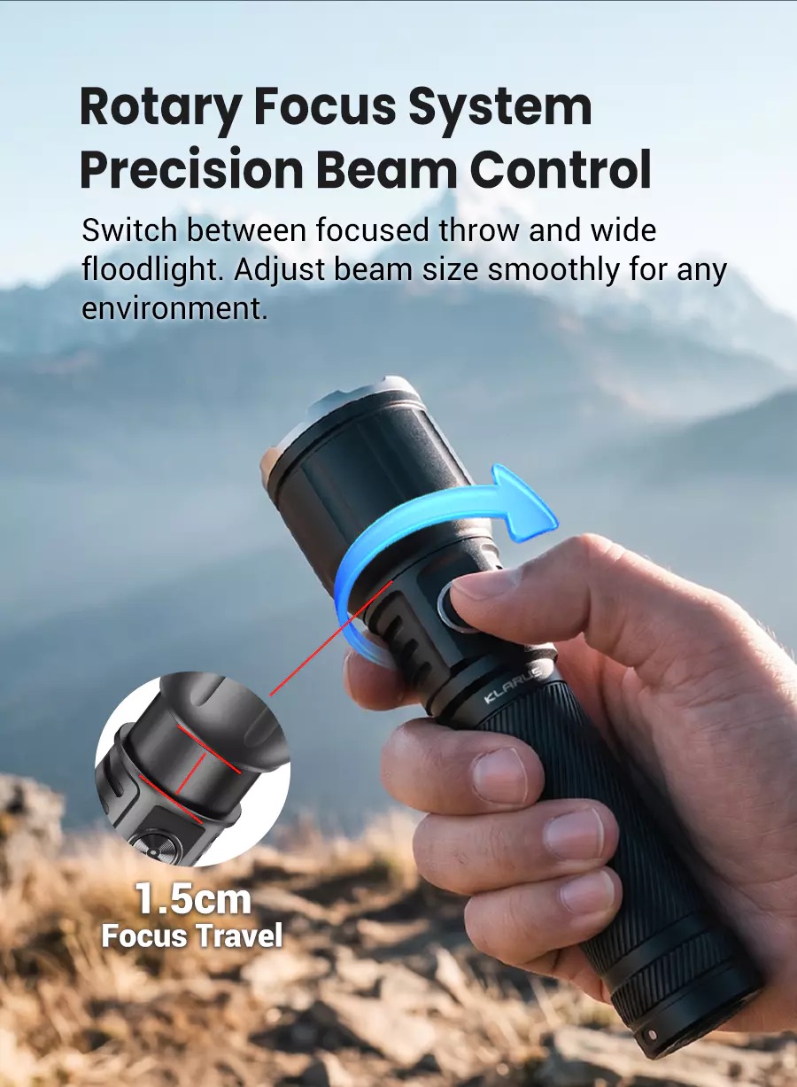 Klarus A3 V1 Rechargeable Zoomable 2200 Lumen Torch - 750 Metres - Image 12