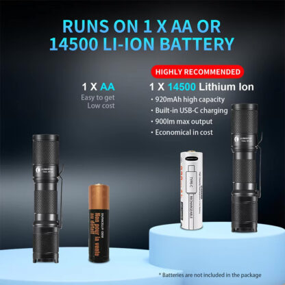 Lumintop TOOL AA 3.0 Pocket Torch -  900 Lumens, 138 Metres - Black - Image 7