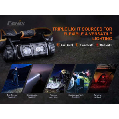 Fenix HM60R Rechargeable 1300 Lumen Headlamp with Red Light and Intelligent Frequency Sensor - 120 Metres - Image 3