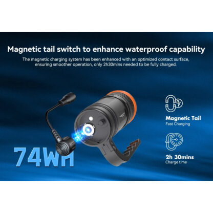 OrcaTorch D920 Cordless Primary Dive Torch - 5000 Lumens, 424 Metres - Image 3