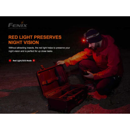 Fenix HM60R Rechargeable 1300 Lumen Headlamp with Red Light and Intelligent Frequency Sensor - 120 Metres - Image 5
