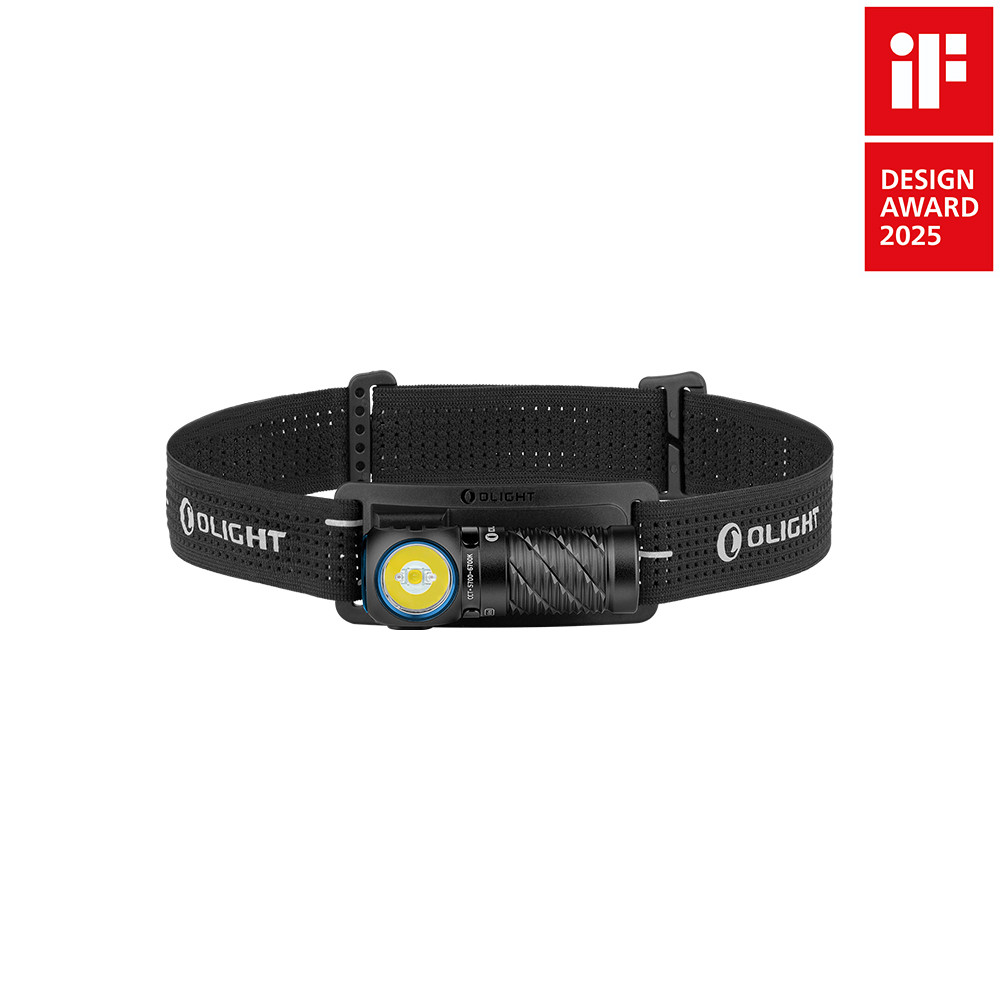 Olight Perun 3 MINI CW Rechargeable 1250 Lumen White and Red LED Headlamp, Black – 155 Metres