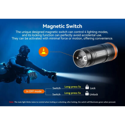 OrcaTorch D920 Cordless Primary Dive Torch - 5000 Lumens, 424 Metres - Image 6