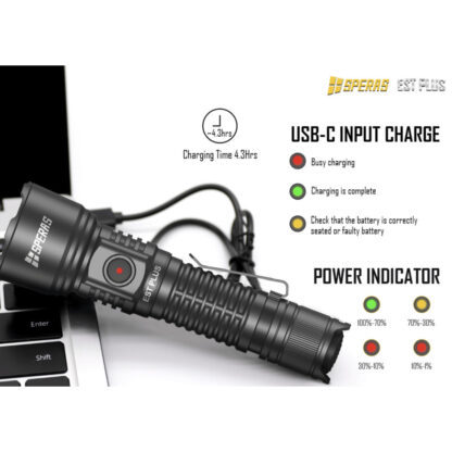 SPERAS EST PLUS Rechargeable Long Range 2100 Lumen Torch - 726 Metres - Image 8