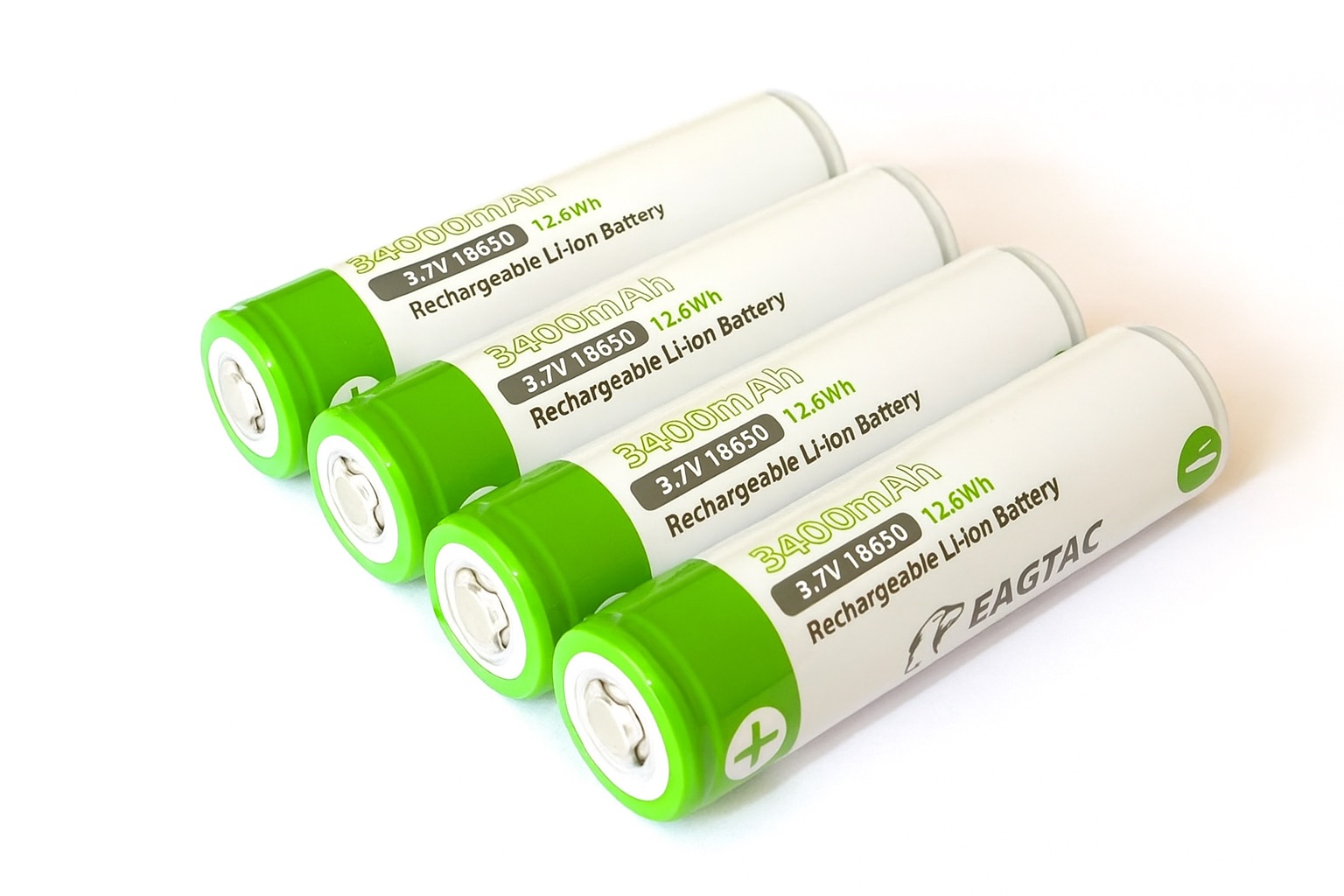 4x Eagtac 18650 3400mAh Hi-Drain 15A Batteries