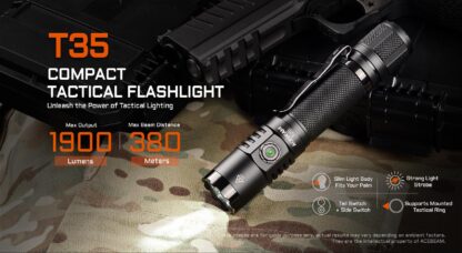 AceBeam T35 Desert Compact Rechargeable Flashlight - 1900 Lumens, 380 Metres - Image 8