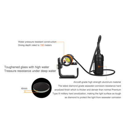 OrcaTorch D620 V2.0 2700 Lumen Canister Dive Torch - 260 Metres - Image 4