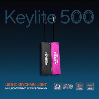 AceBeam Keylite 500 Black USB-C Keychain Light - 500 Lumens, 70 Metres - Image 4