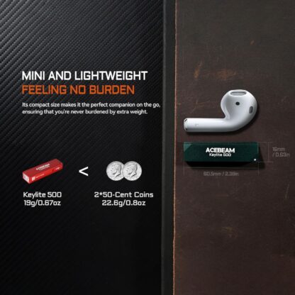 AceBeam Keylite 500 Teal USB-C Keychain Light – 500 Lumens, 70 Metres - Image 5