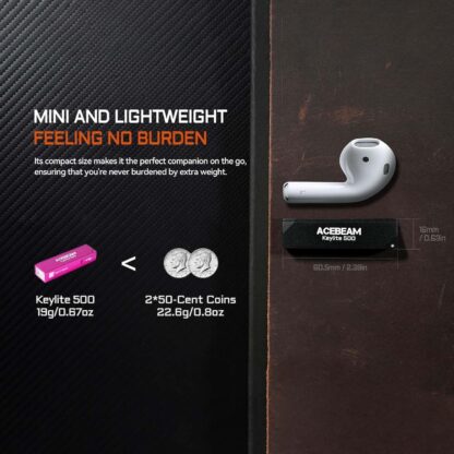 AceBeam Keylite 500 Black USB-C Keychain Light - 500 Lumens, 70 Metres - Image 9