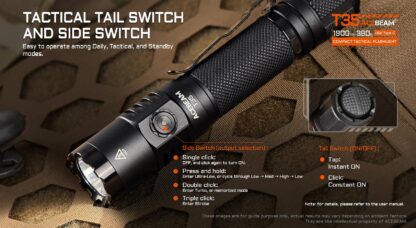 AceBeam T35 Desert Compact Rechargeable Flashlight - 1900 Lumens, 380 Metres - Image 5