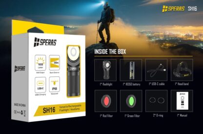 Speras SH16 1650 Lumens Versatile Rechargeable Flashlight/Headlamp - 355 Metres - Image 7