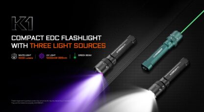 AceBeam K1 EDC Flashlight UV, White and Green Beam - 1000 Lumens, 223 Metres - Image 6