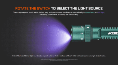 AceBeam K1 EDC Flashlight UV, White and Green Beam - 1000 Lumens, 223 Metres - Image 10