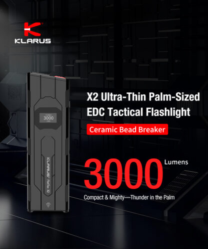 Klarus FlatTac X2 UItra-Thin Palm-Sized Flashlight - 3000 Lumens, 170 Metres - Image 2