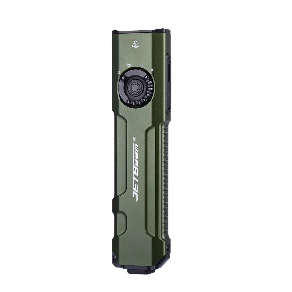 JETBeam E26-UV KUNAI Rechargeable 2000 Lumen Pocket Torch with 365nm UV and 5mW Green Laser - Military Green