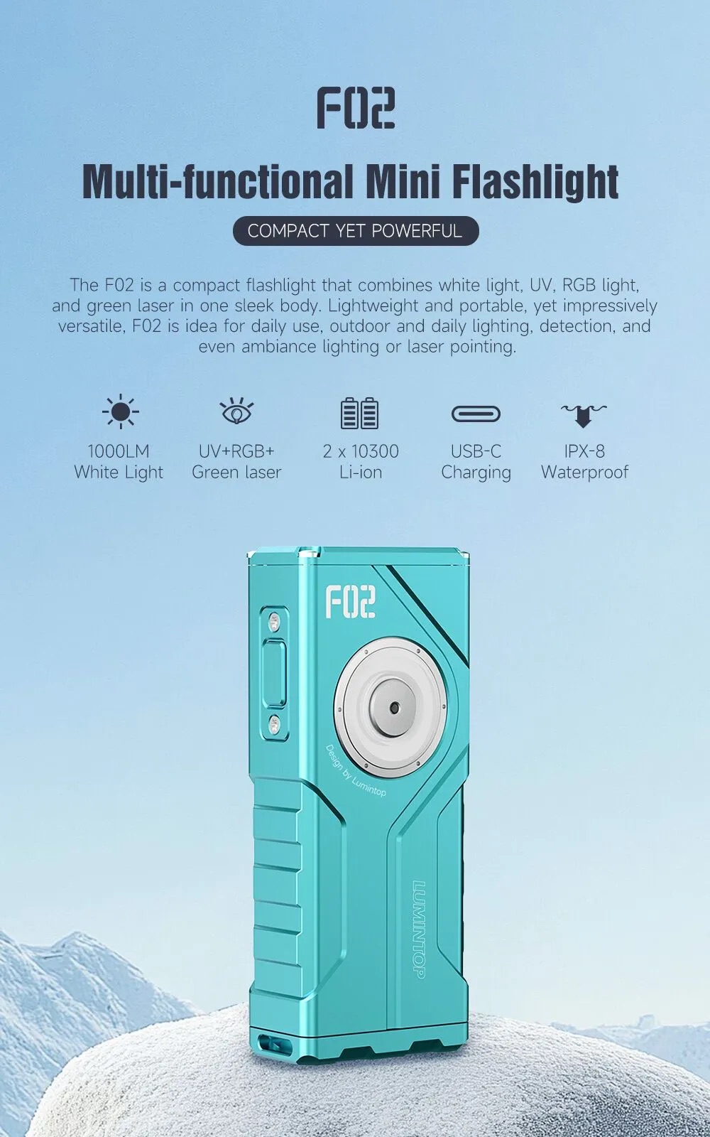 Lumintop F02 4-in-1 UV RGB & Green Pointer Mini Multifunction Flashlight - 1000 Lumens - Image 5